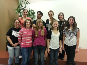 These are a couple of members of NCF after a group meeting, where they discuss the Bible. In the back row on the right is President Makenzie Eldridge and adviser Therese Speer. In the front row and on the right are Vice President Alexis Wadas and Public Relations Officer Michele Bowen. Photo by Alicia Canales